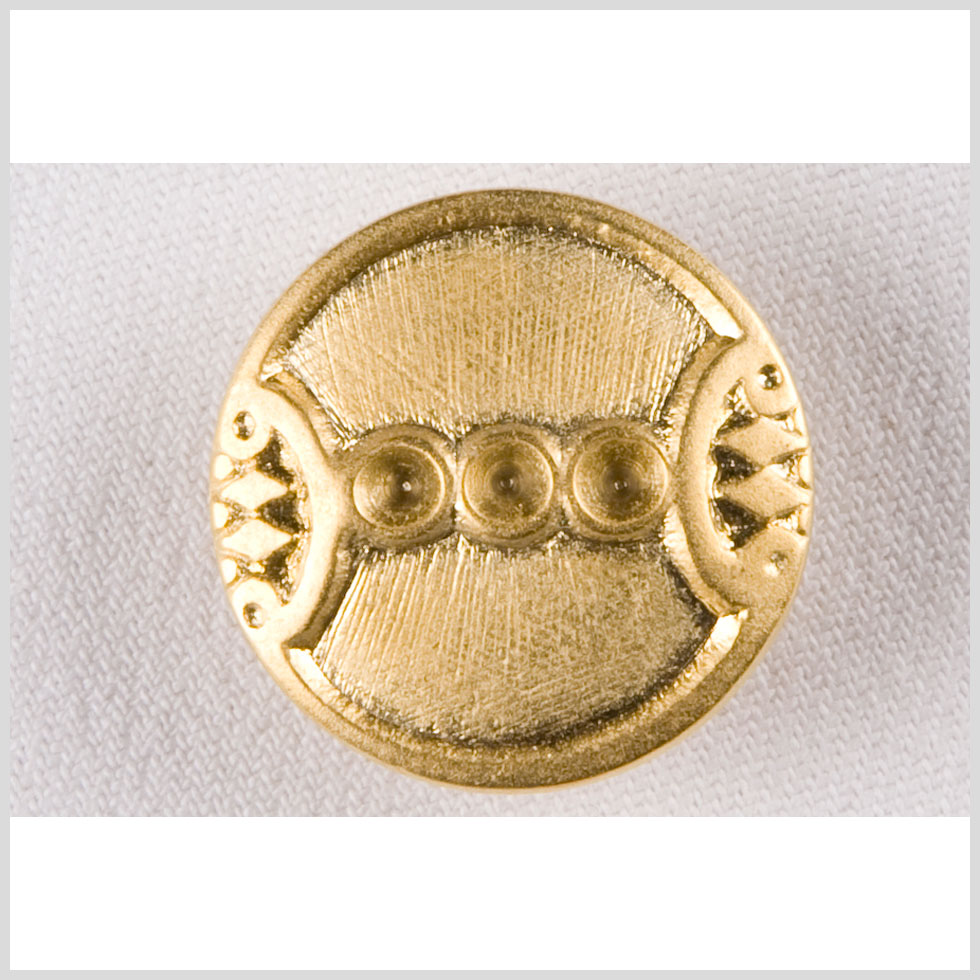 Metal Shank Back Button - 24L/15mm - Bright Gold Circles and Diamonds Metal Shank Back Button - 24L/15mm - Bright Gold Circles and Diamonds