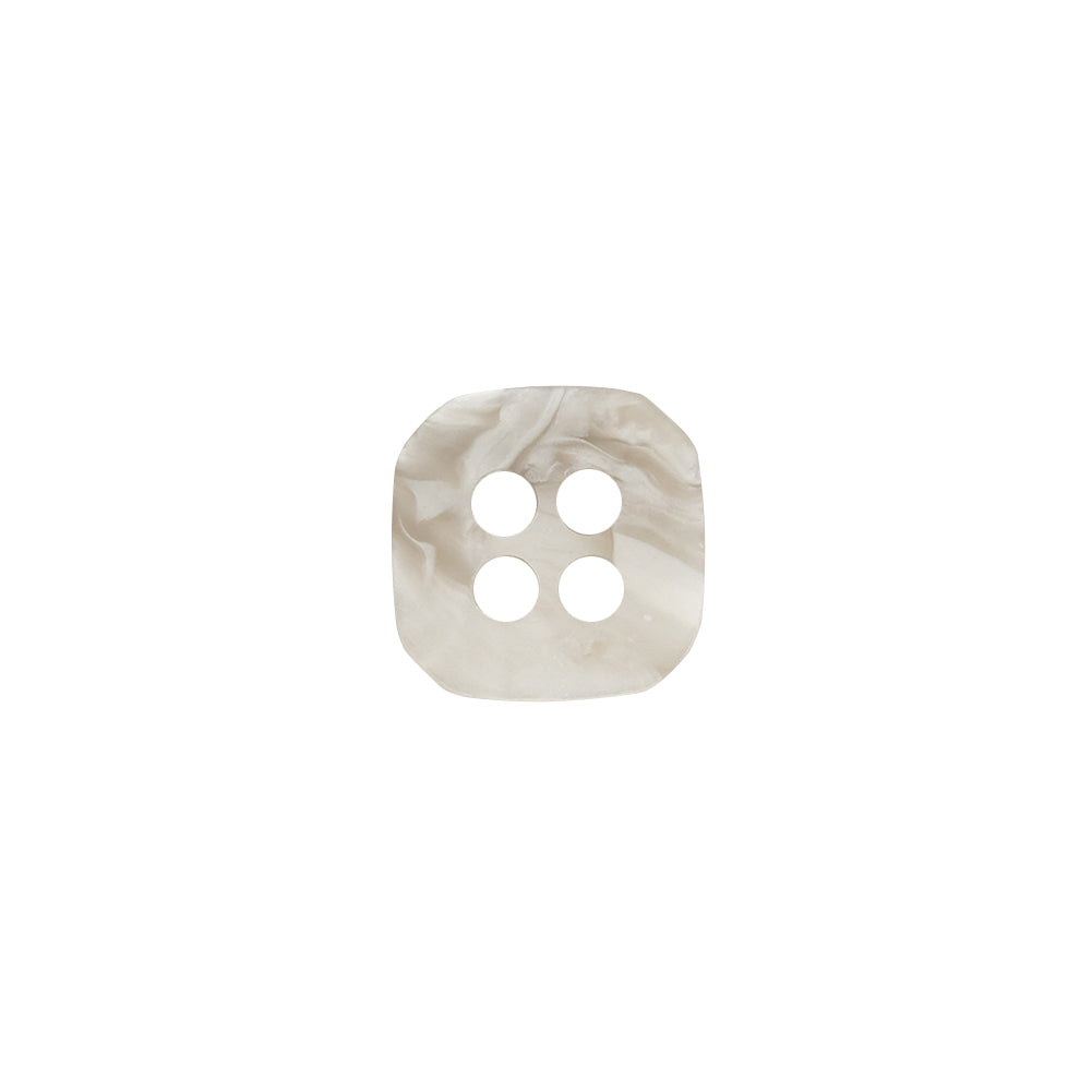 Square Plastic 4-Hole Button - 20L/12.5mm - White and Gray Swirls Detail Square Plastic 4-Hole Button - 20L/12.5mm - White and Gray Swirls Detail