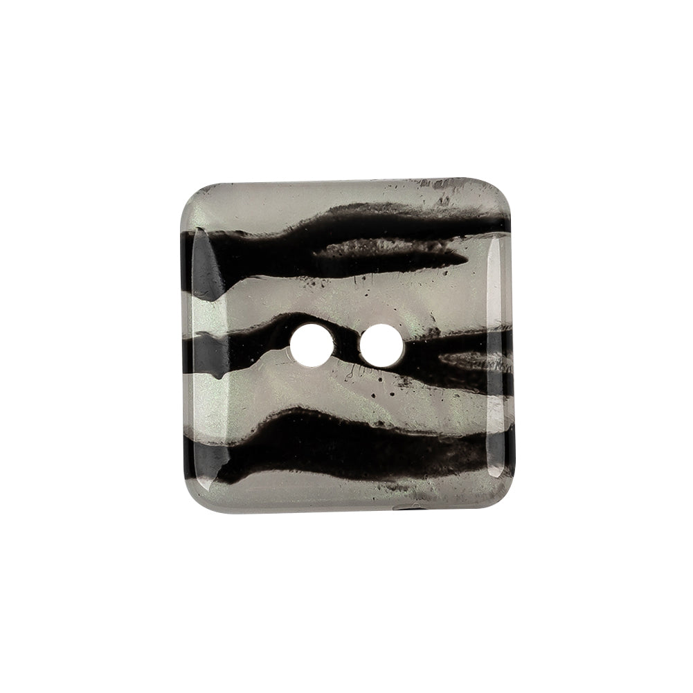 Iridescent Zebra Striped 2-Hole Square Plastic Button - 40L/25.5mm Iridescent Zebra Striped 2-Hole Square Plastic Button - 40L/25.5mm
