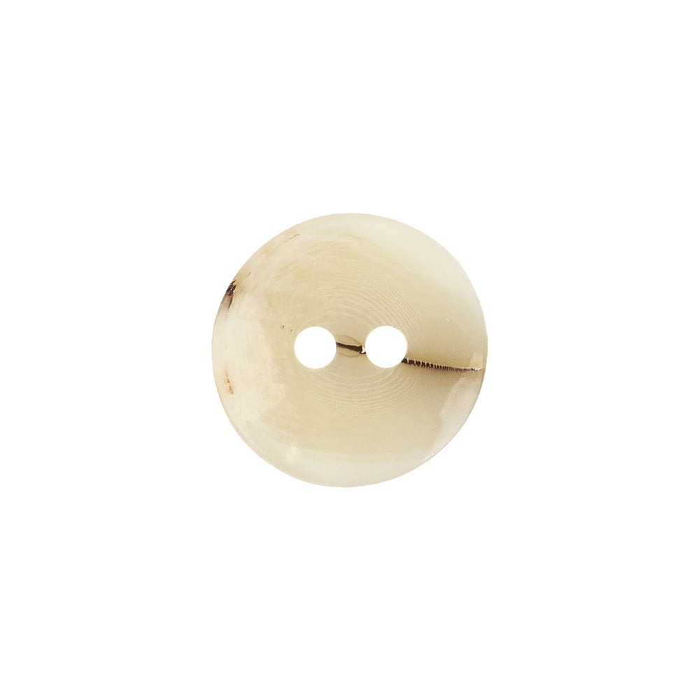Ivory Waterfall-Edge Plastic 2-Hole Button with Organic Brown Stripe - 24L/15mm - Detail Ivory Waterfall-Edge Plastic 2-Hole Button with Organic Brown Stripe - 24L/15mm - Detail