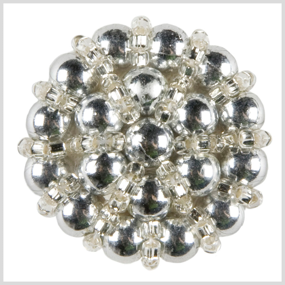 Silver Beaded Button - 44L/28mm Silver Beaded Button - 44L/28mm