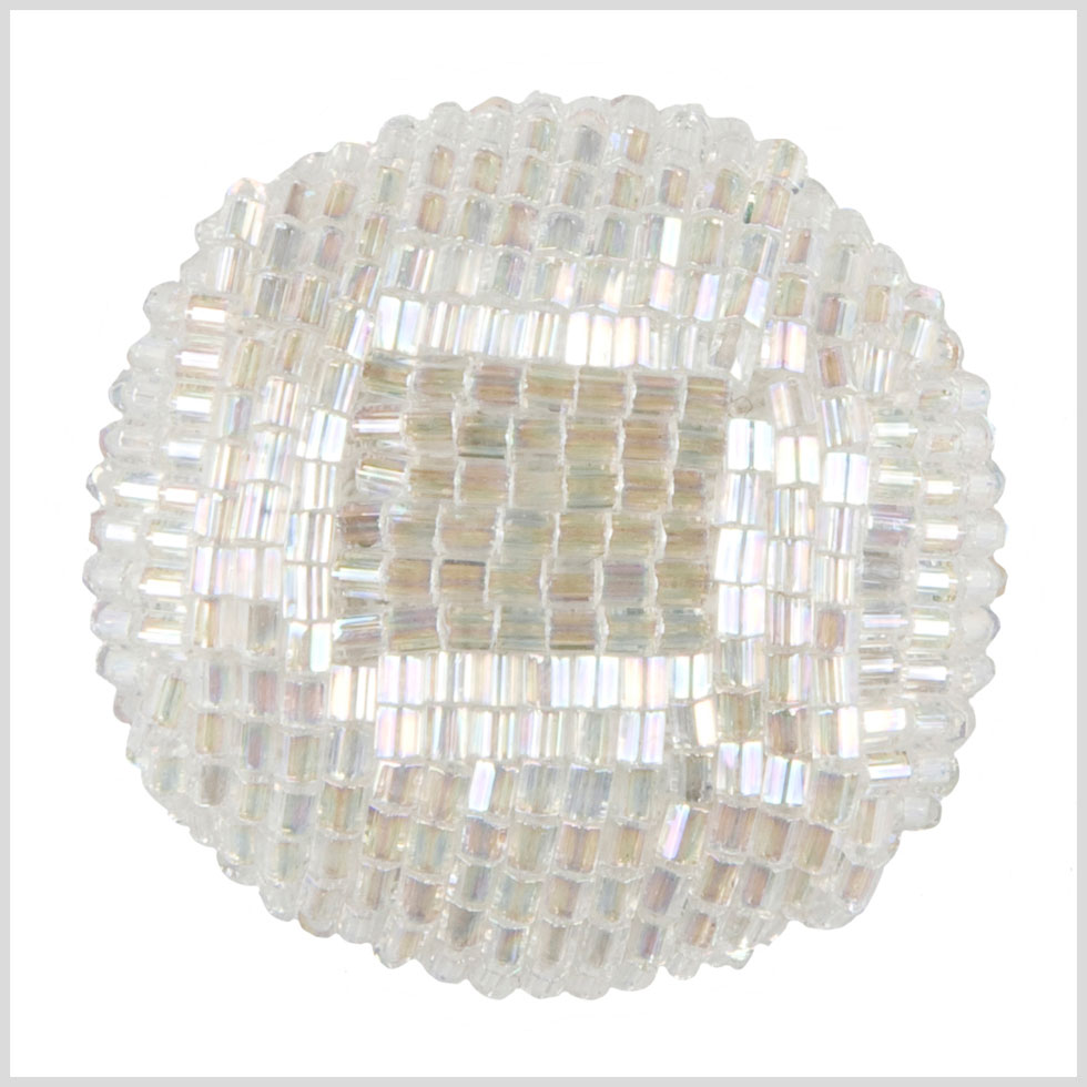 White Iridescent Beaded Button - 54L/34mm White Iridescent Beaded Button - 54L/34mm