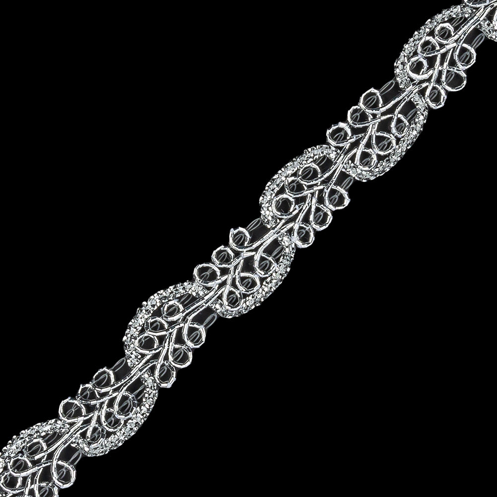 0.5" American Made Metallic Silver Braided Trim - Detail 0.5" American Made Metallic Silver Braided Trim - Detail