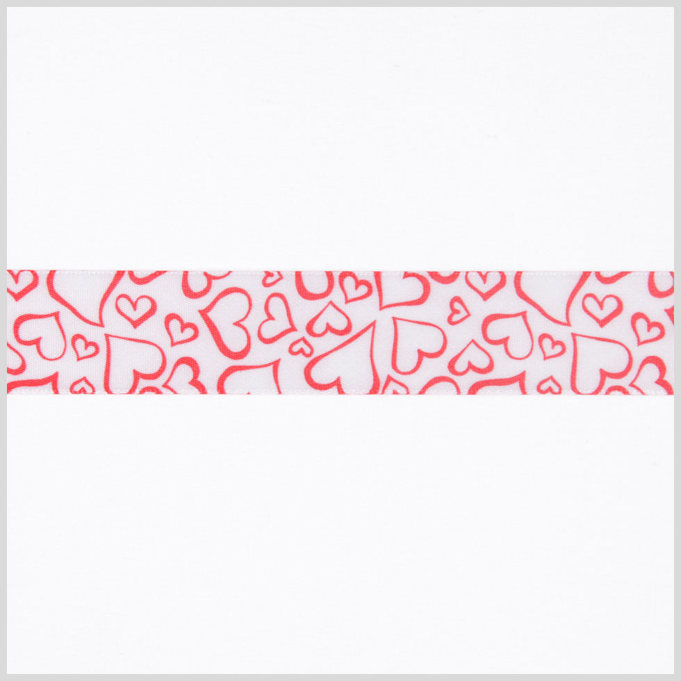 7/8 White/Red Printed Satin Ribbon 7/8 White/Red Printed Satin Ribbon