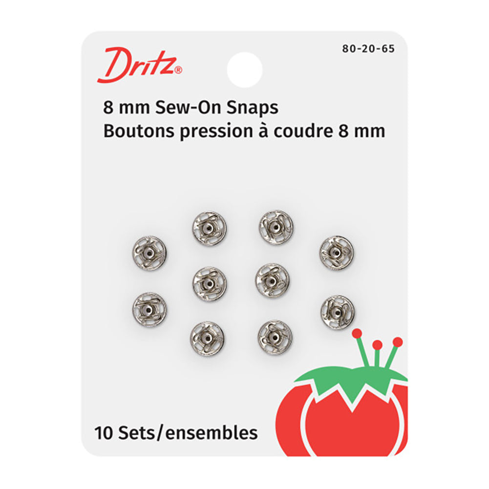 Dritz Sew-On Snaps - Nickel - Size 2/0, 10 Sets Dritz Sew-On Snaps - Nickel - Size 2/0, 10 Sets