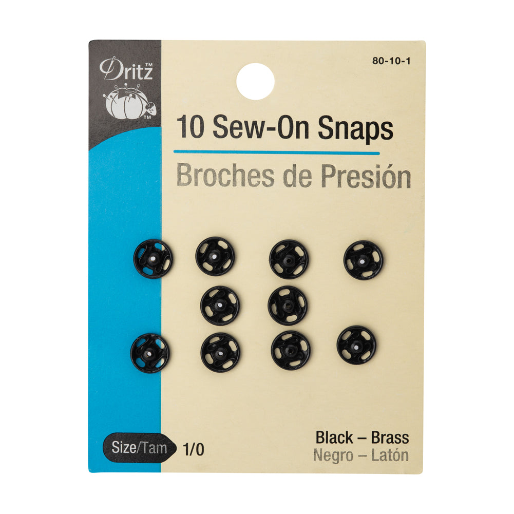 Dritz Sew On Snaps Size 1/0 - Black, 10ct Dritz Sew On Snaps Size 1/0 - Black, 10ct