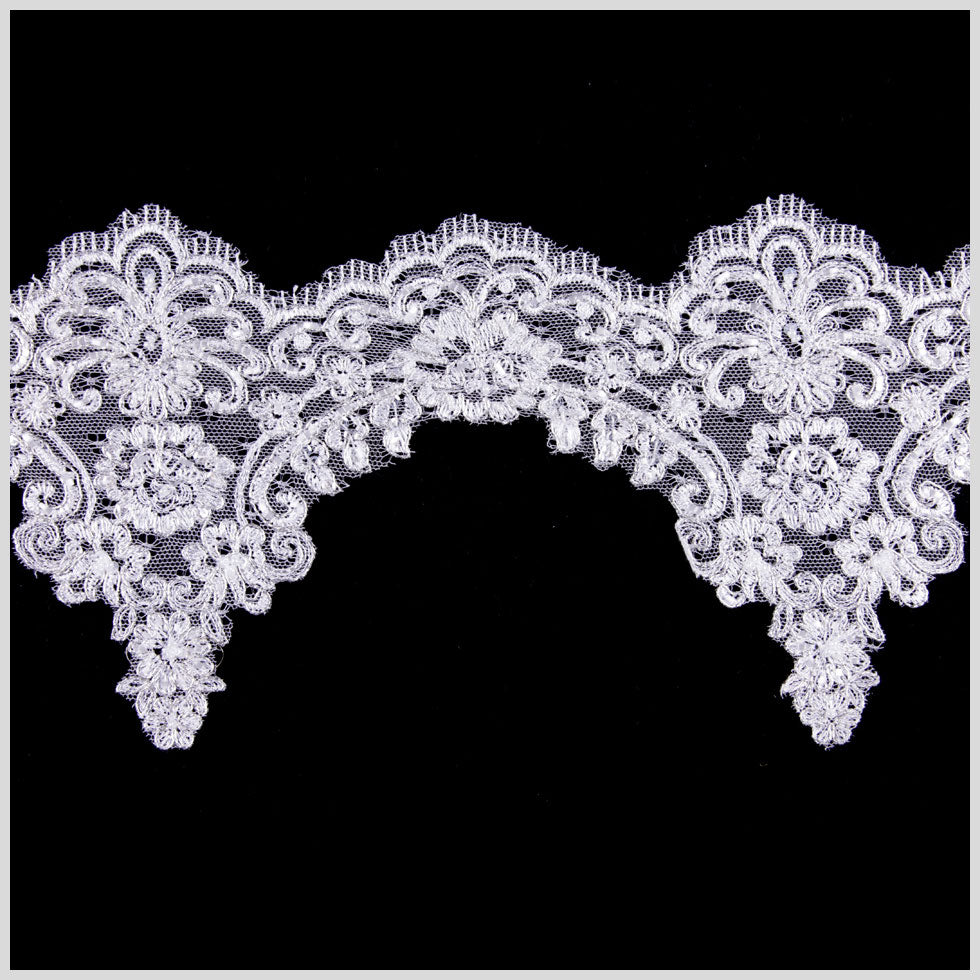 7" White/Silver Bridal Beaded Lace 7" White/Silver Bridal Beaded Lace