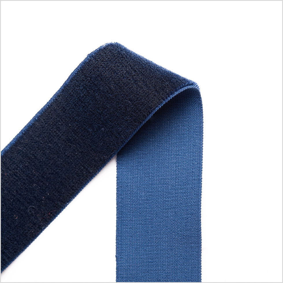 Stretch Velvet Ribbon Trim Made in Italy - 0.875" - Navy - Gislaine Collection Detail Stretch Velvet Ribbon Trim Made in Italy - 0.875" - Navy - Gislaine Collection Detail