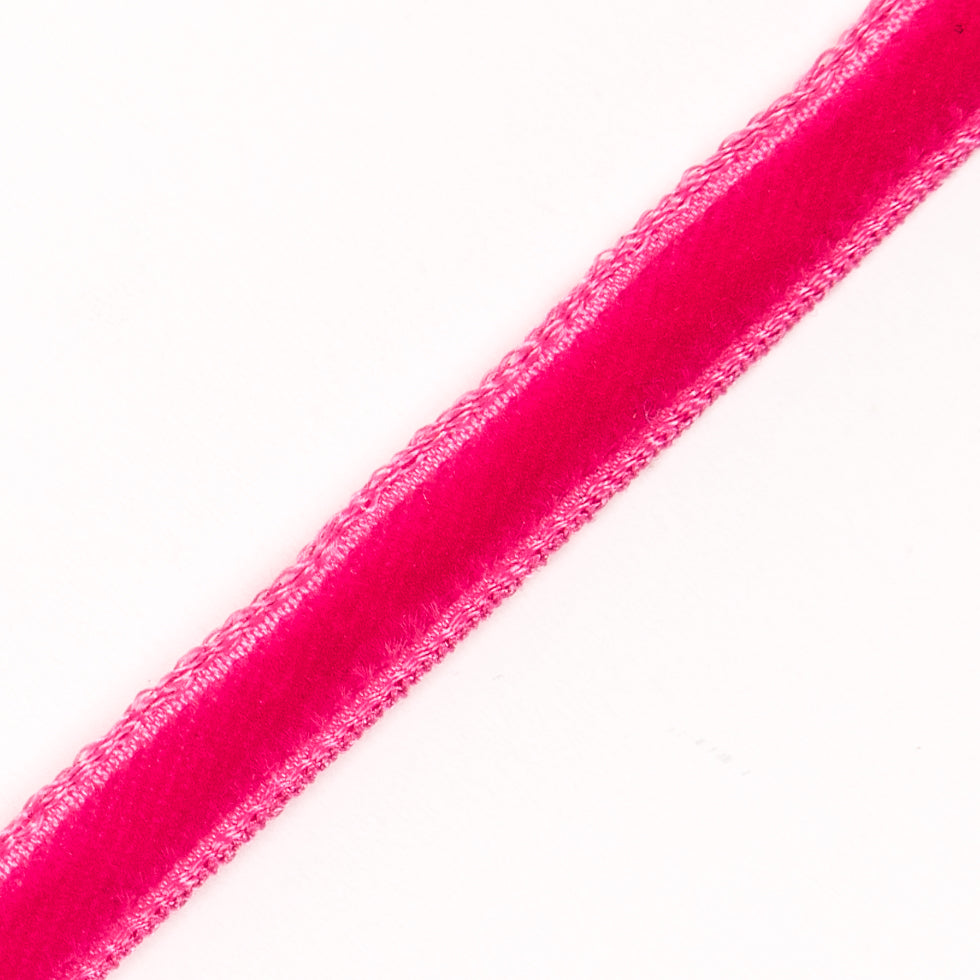 Italian Fuchsia Single Face Velvet Ribbon - 5mm Detail Italian Fuchsia Single Face Velvet Ribbon - 5mm Detail