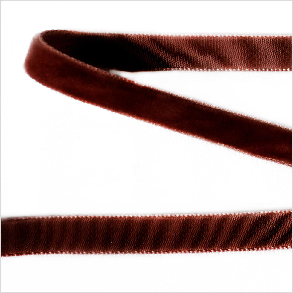 Brown Single Face Velvet Ribbon - 0.375 Brown Single Face Velvet Ribbon - 0.375