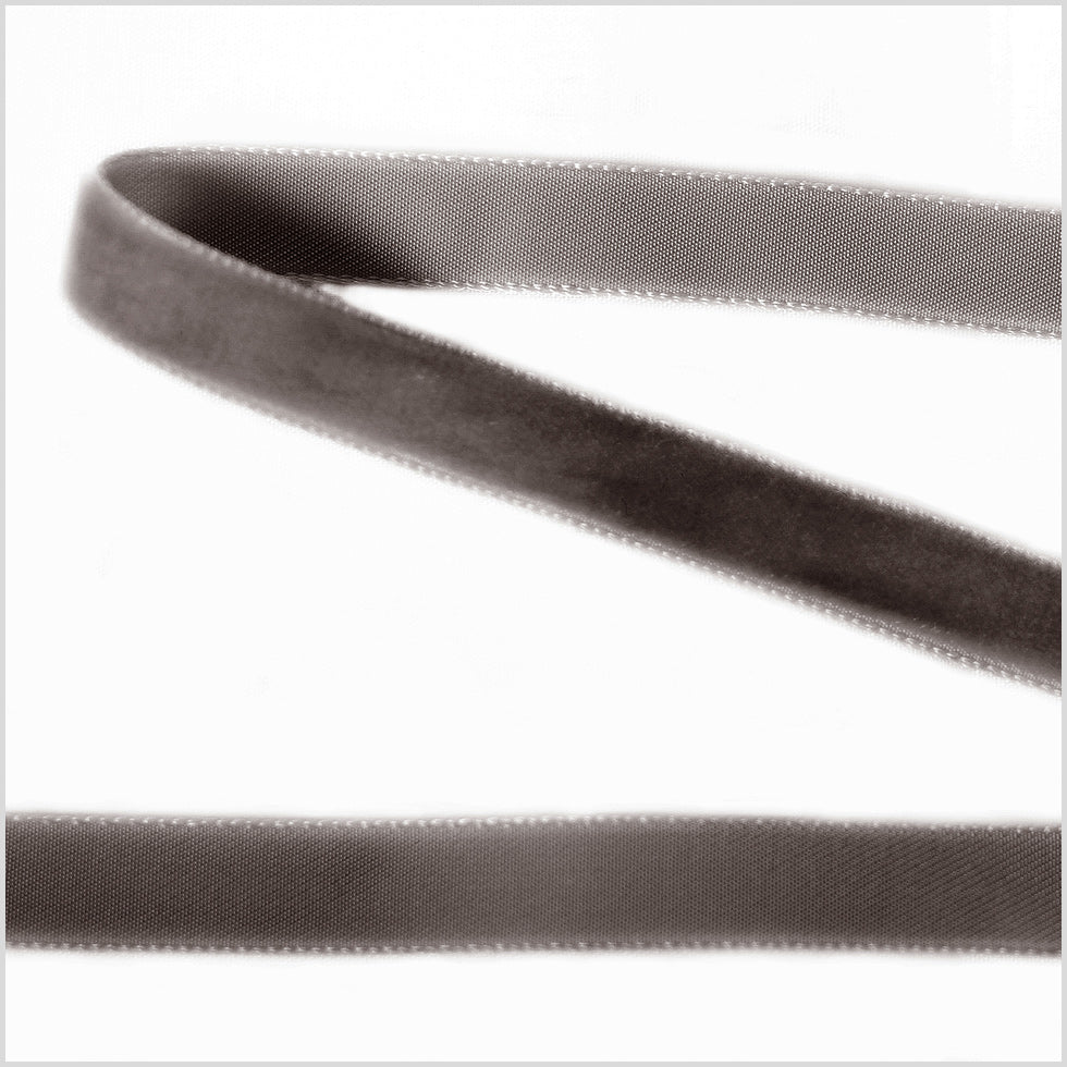 Pewter Single Face Velvet Ribbon - 0.375 Pewter Single Face Velvet Ribbon - 0.375