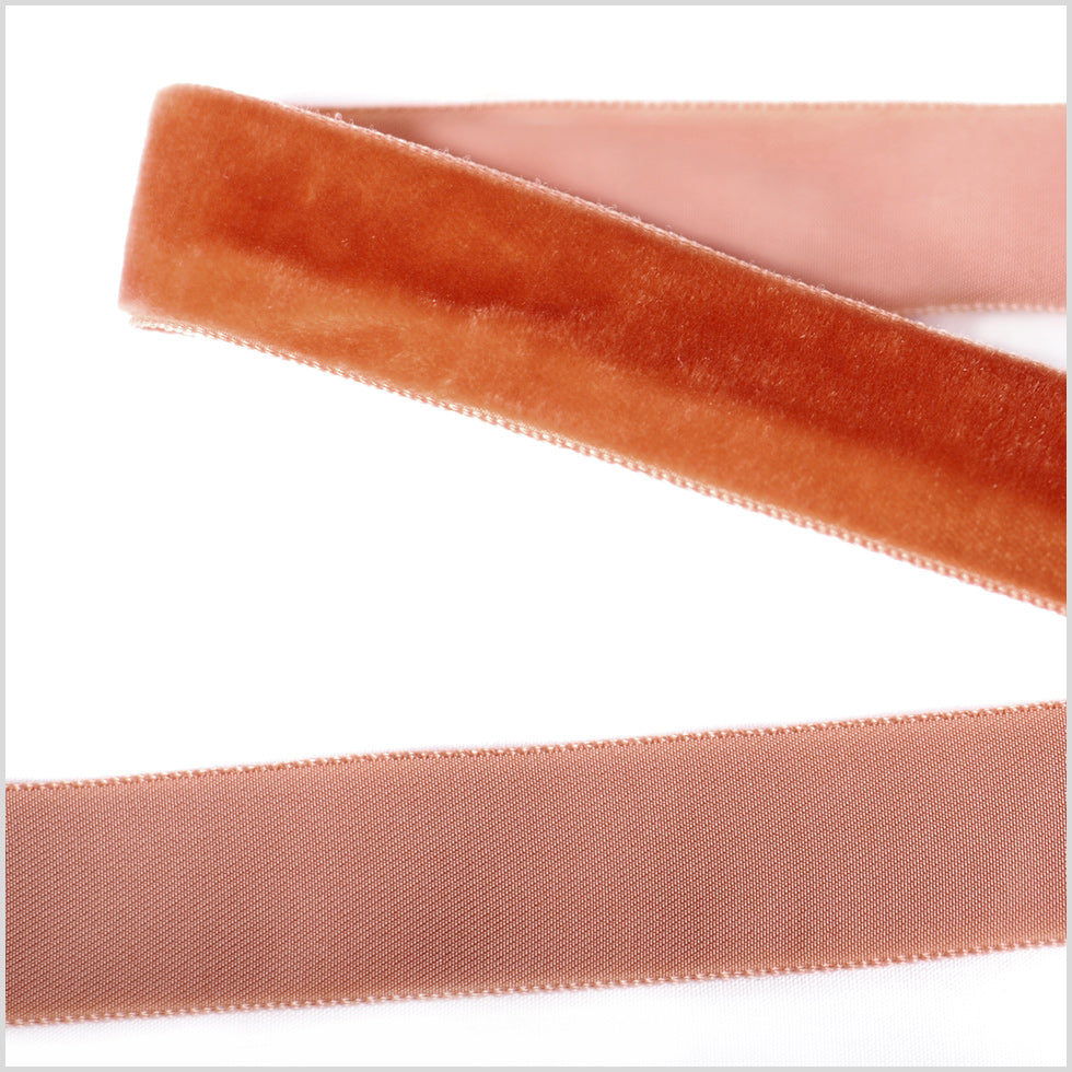 Rust Single Face Velvet Ribbon - 7/8 Rust Single Face Velvet Ribbon - 7/8