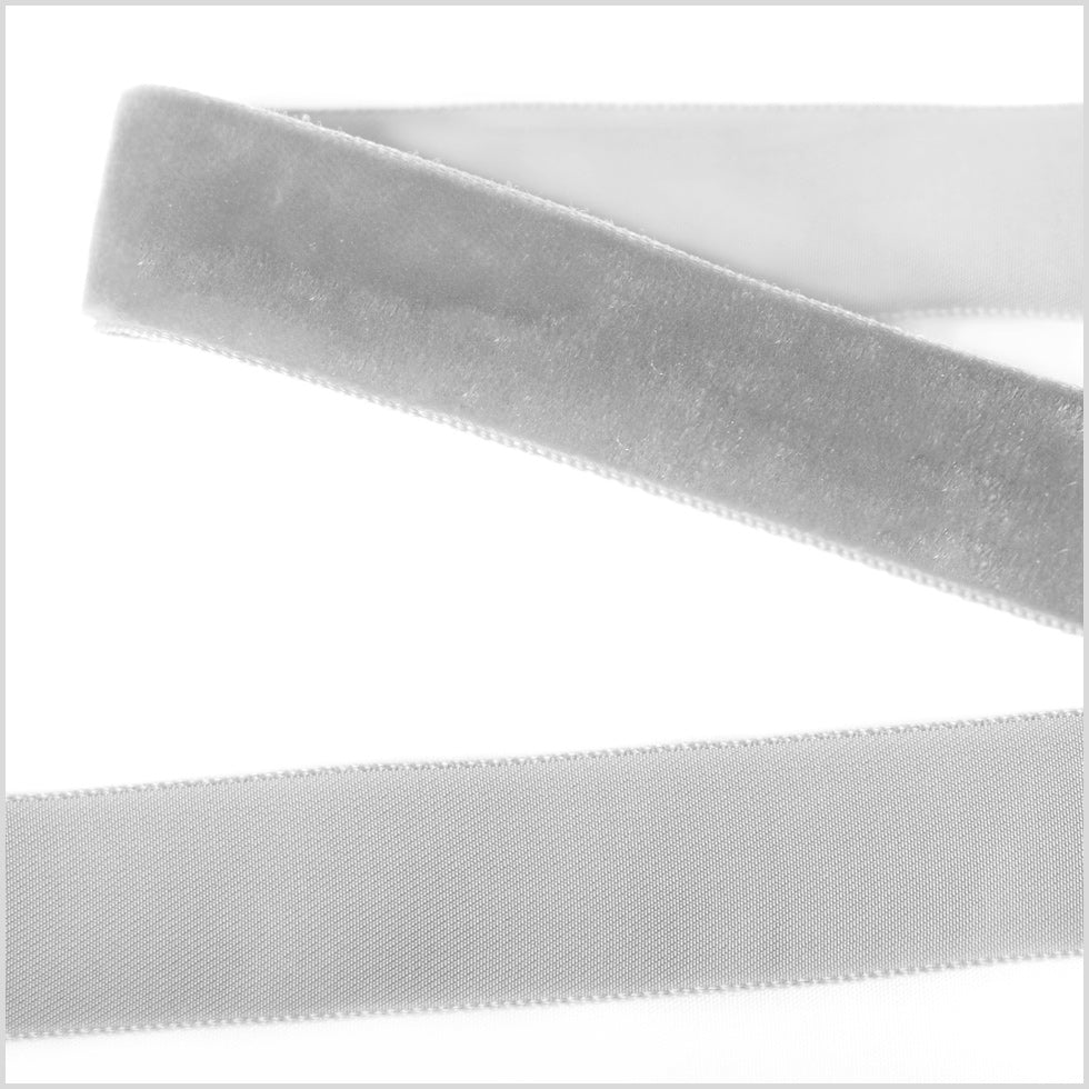 Silver Single Face Velvet Ribbon - 7/8 Silver Single Face Velvet Ribbon - 7/8