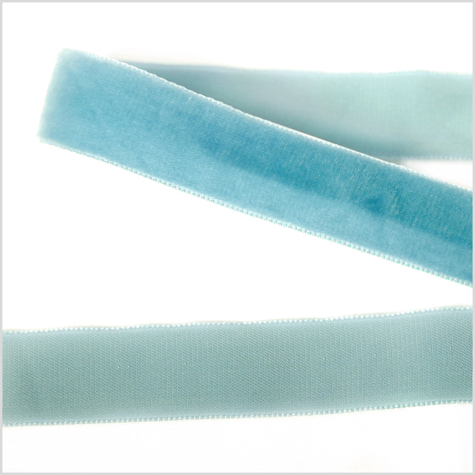 Sky Blue Single Face Velvet Ribbon - 7/8 Sky Blue Single Face Velvet Ribbon - 7/8
