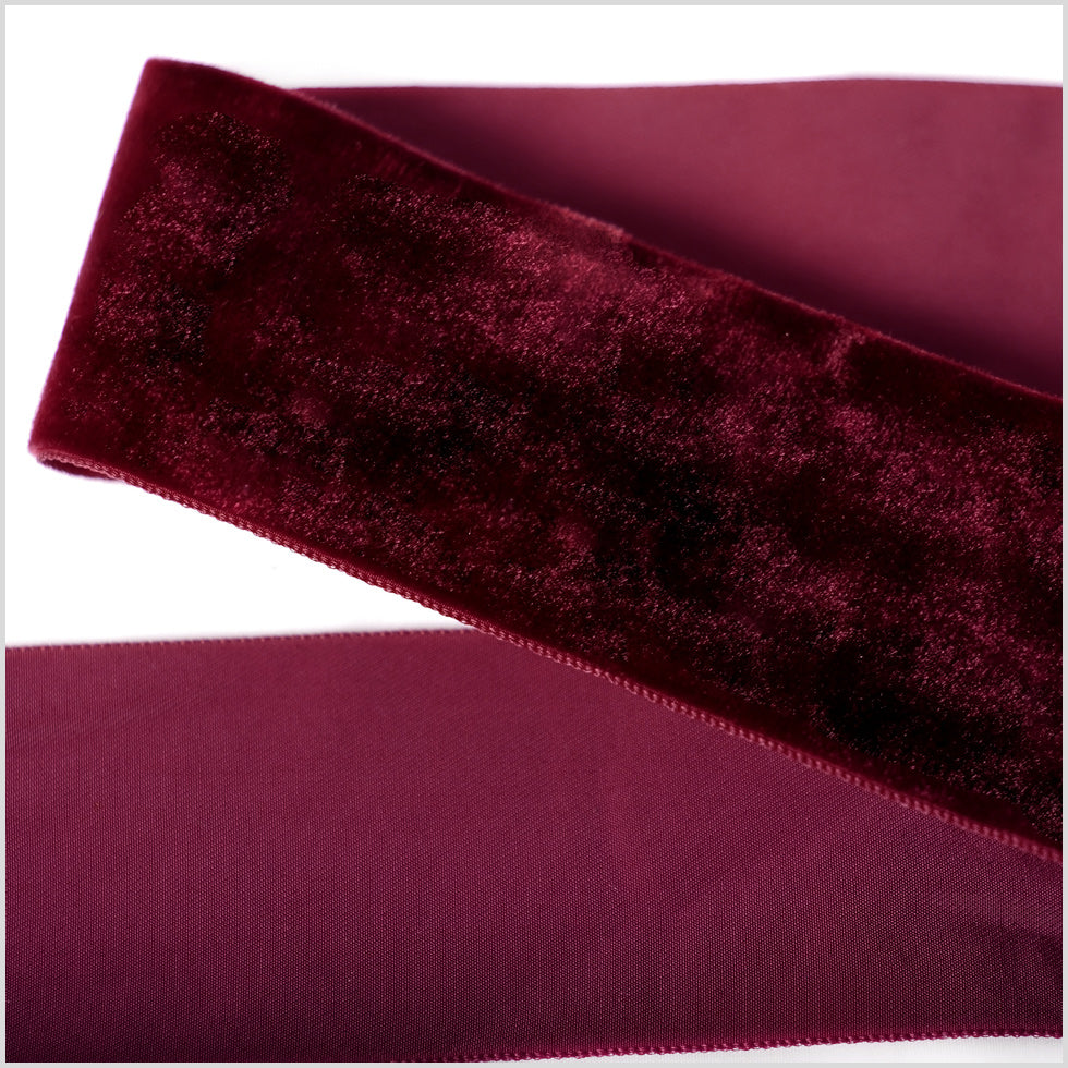 Wine Single Face Velvet Ribbon - 2 Wine Single Face Velvet Ribbon - 2