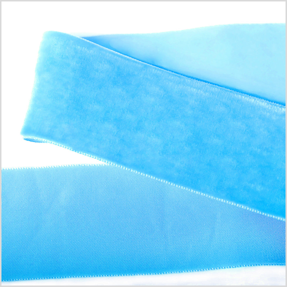 Sky Blue Single Face Velvet Ribbon - 2" Sky Blue Single Face Velvet Ribbon - 2"