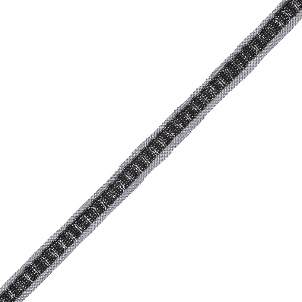 Black and Silver Fancy Beaded Trim - 0.75 Black and Silver Fancy Beaded Trim - 0.75