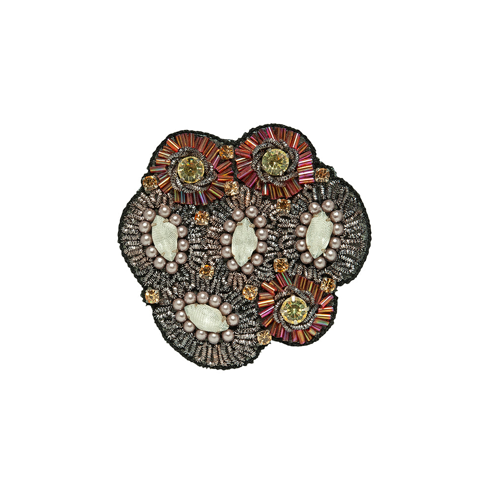 Pink and Gray Abstract Beaded Rhinestone Applique - 3 x 3 Pink and Gray Abstract Beaded Rhinestone Applique - 3 x 3