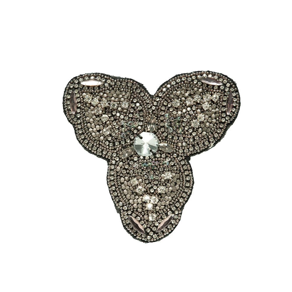 Gunmetal and Crystal Abstract Beaded Rhinestone Applique - 4.375" x 3.75" Gunmetal and Crystal Abstract Beaded Rhinestone Applique - 4.375" x 3.75"