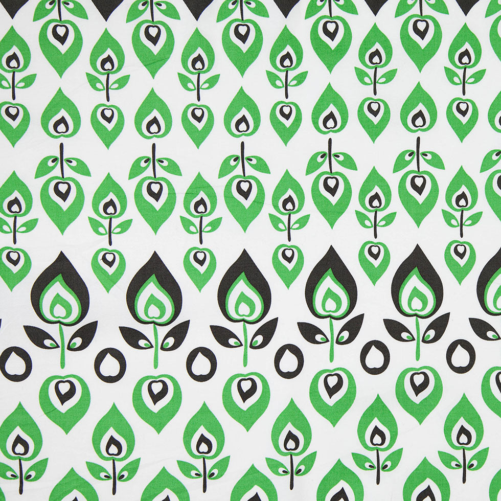 Green and Black Retro-Style Stretch Cotton Print Green and Black Retro-Style Stretch Cotton Print