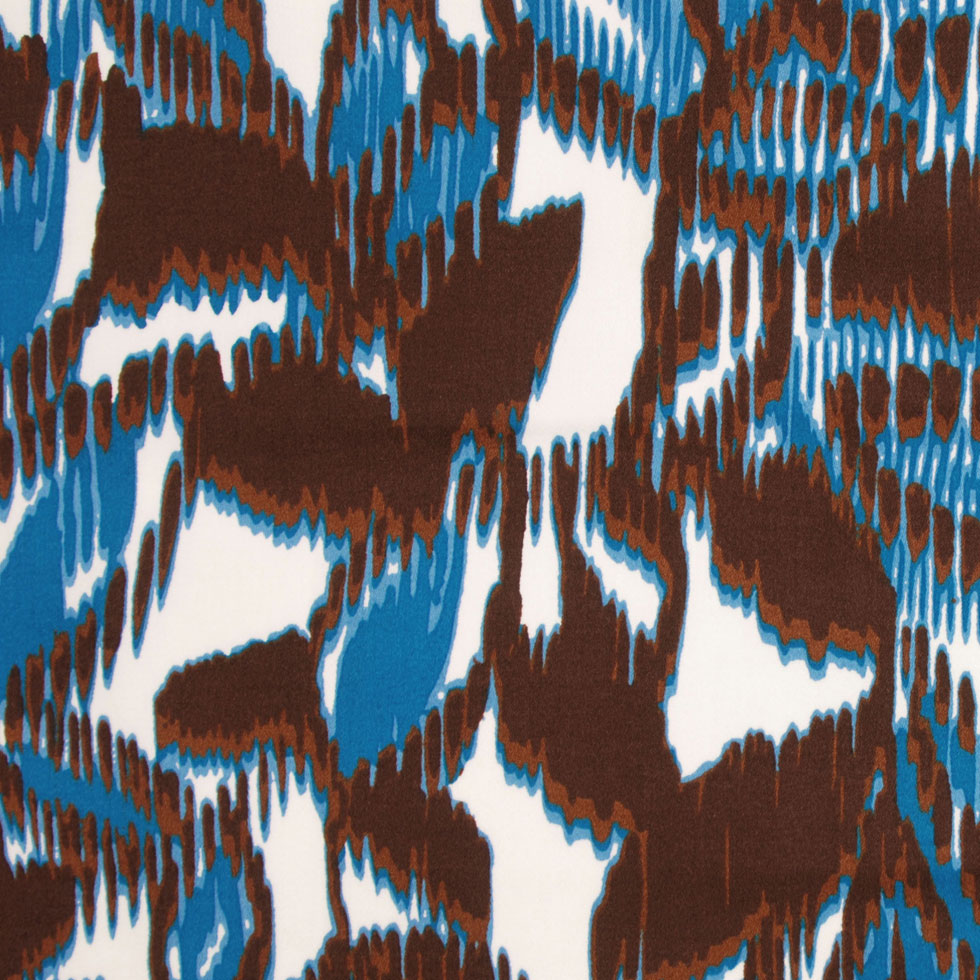 Blue-Brown Floral Cotton Sateen Print Blue-Brown Floral Cotton Sateen Print