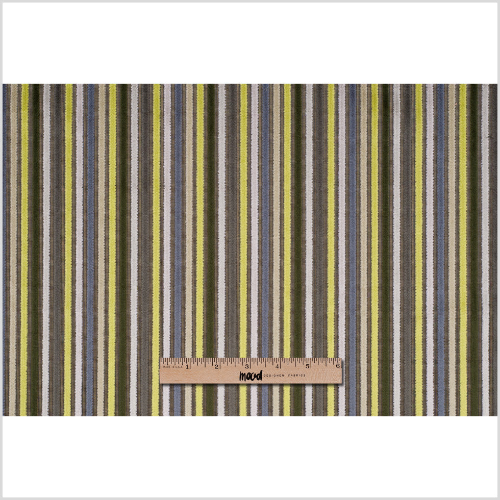 Multicolor Green and Brown Striped Velvet - Full Multicolor Green and Brown Striped Velvet - Full