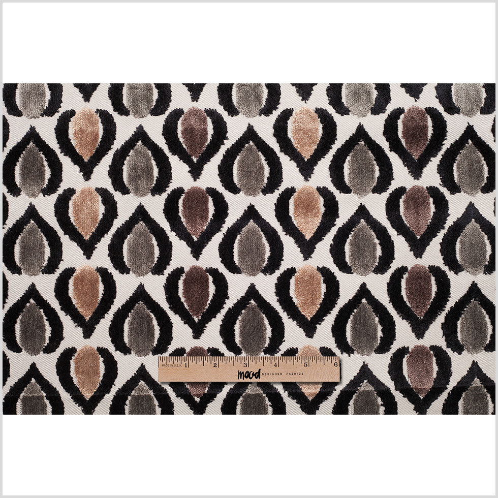 Gray/Brown Geometric Cut Polyester-Viscose Velvet - Full Gray/Brown Geometric Cut Polyester-Viscose Velvet - Full