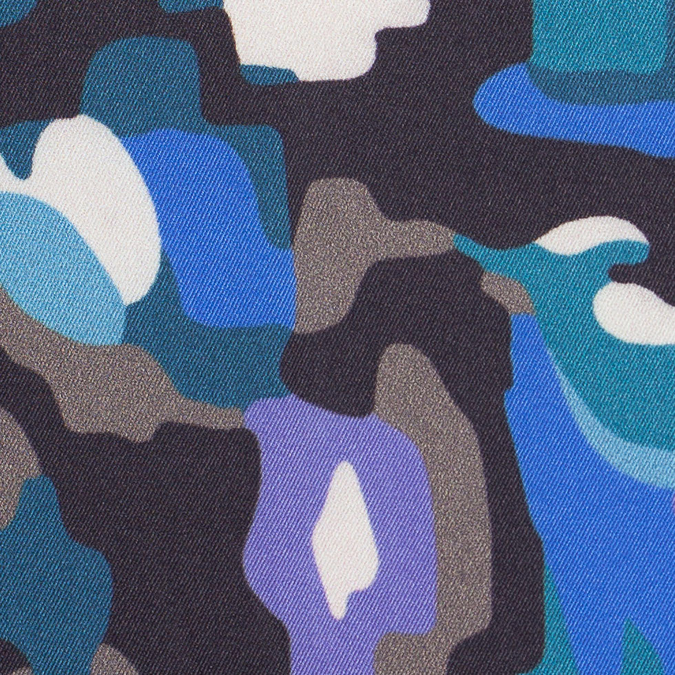 NYC Designer Teal Camo Poly Charmeuse Detail NYC Designer Teal Camo Poly Charmeuse Detail