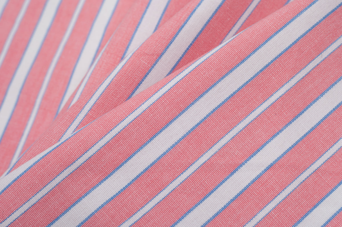 Cotton Candy Pink, Blue and White Striped Handwoven Cotton - Folded Cotton Candy Pink, Blue and White Striped Handwoven Cotton - Folded