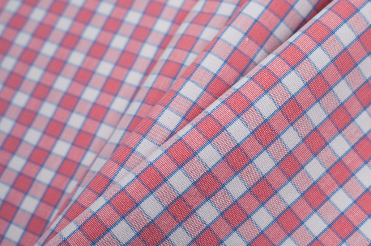 Cotton Candy Pink and Blue Checked Handwoven Cotton Folded Cotton Candy Pink and Blue Checked Handwoven Cotton Folded