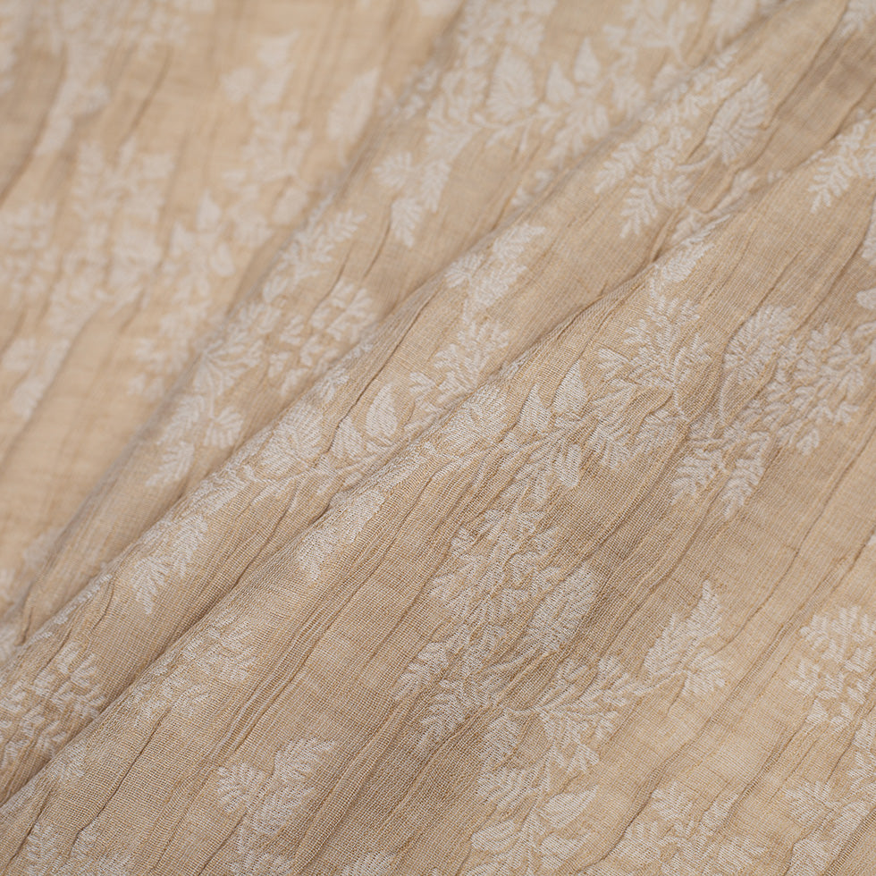 Candid Ginger and Pristine White Polyester Crinkled Jacquard - Folded Candid Ginger and Pristine White Polyester Crinkled Jacquard - Folded