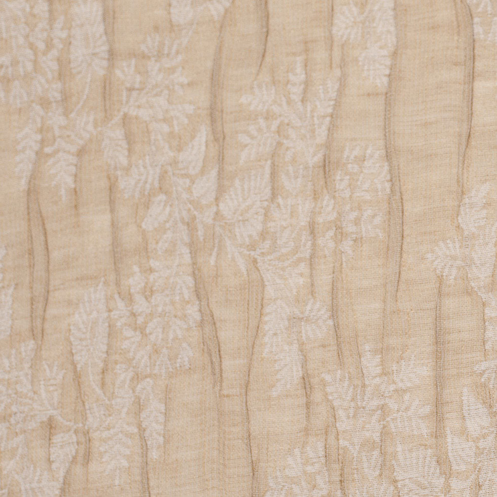 Candid Ginger and Pristine White Polyester Crinkled Jacquard - Detail Candid Ginger and Pristine White Polyester Crinkled Jacquard - Detail