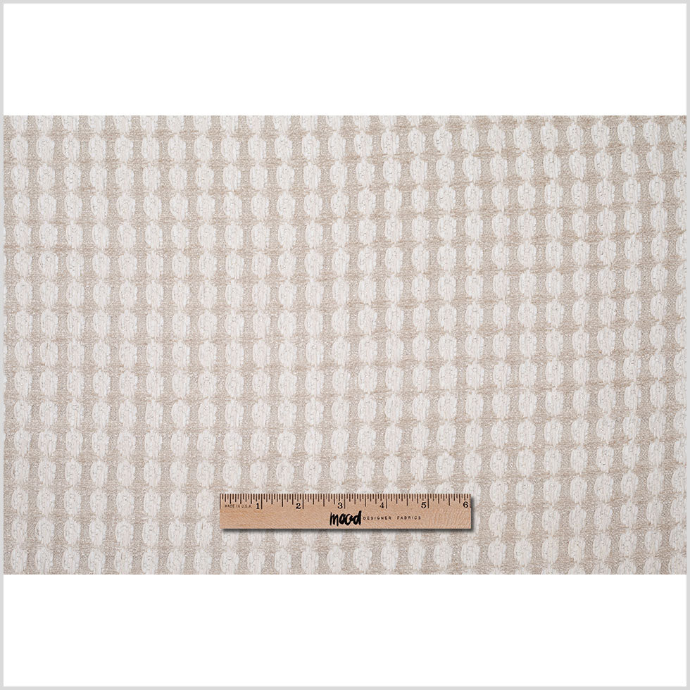 Bright White and Birch Checkered Cotton-Acrylic Boucle - Full Bright White and Birch Checkered Cotton-Acrylic Boucle - Full