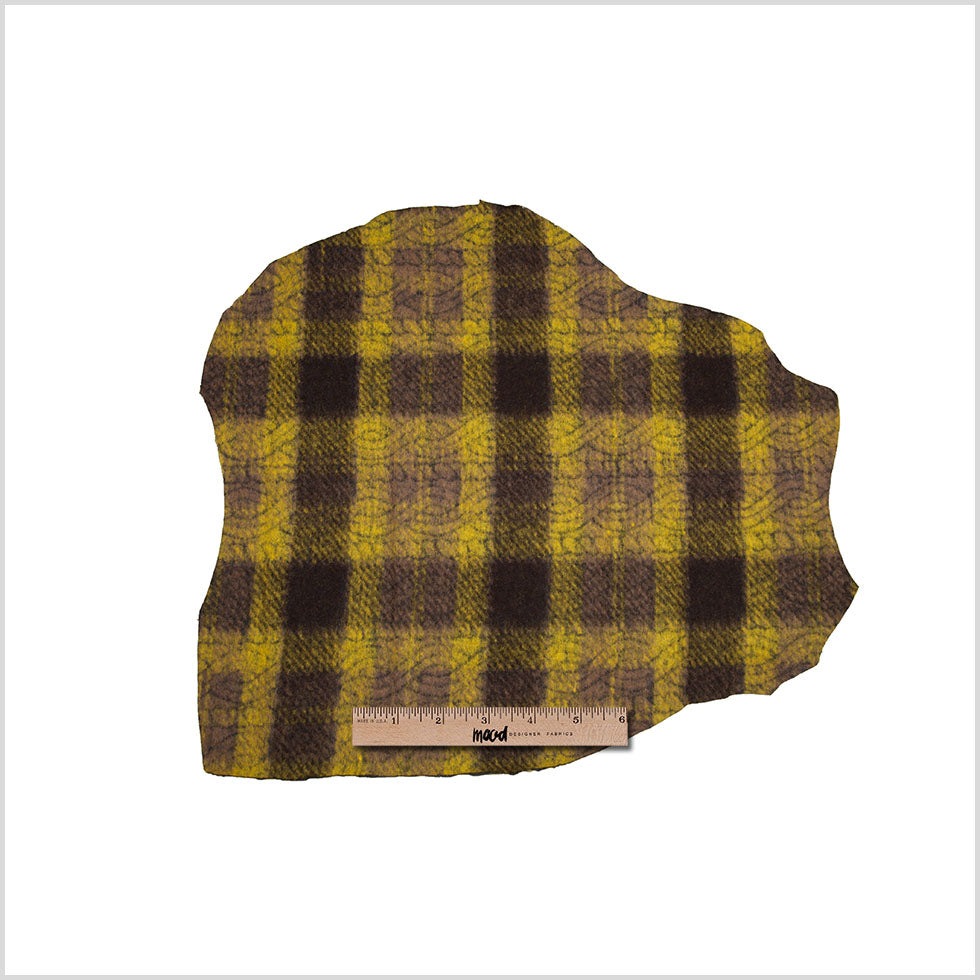 Medium Green/Brown/Black Plaid and Patterned Bonded Lamb Leather and Wool Medium Green/Brown/Black Plaid and Patterned Bonded Lamb Leather and Wool