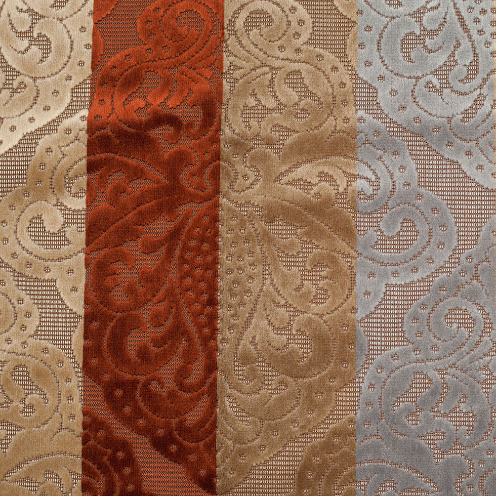 Turkish Rust Stiped Damask Cut-Out Velvet Turkish Rust Stiped Damask Cut-Out Velvet
