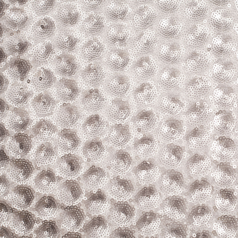 Polyester Mesh with Clustered Baby Sequins - Silver Polyester Mesh with Clustered Baby Sequins - Silver