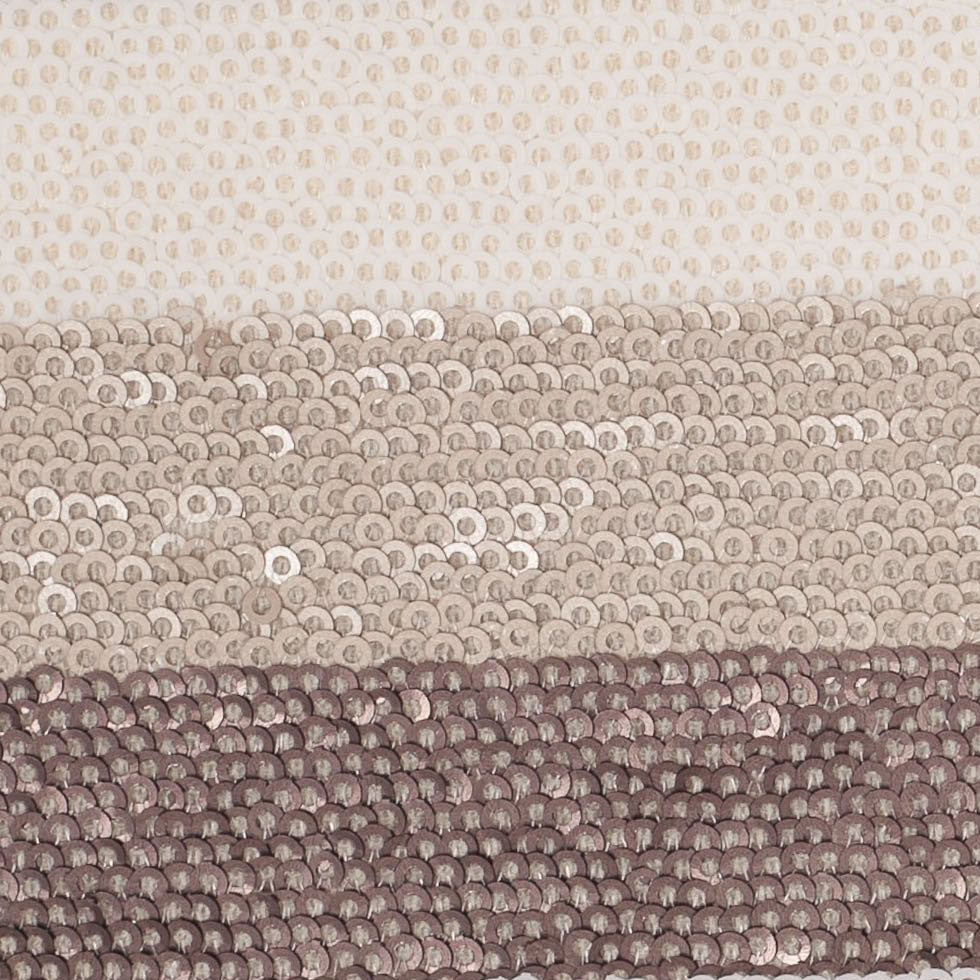 Beige/Brown/White Striped Baby Sequins on Polyester Mesh - Full Beige/Brown/White Striped Baby Sequins on Polyester Mesh - Full