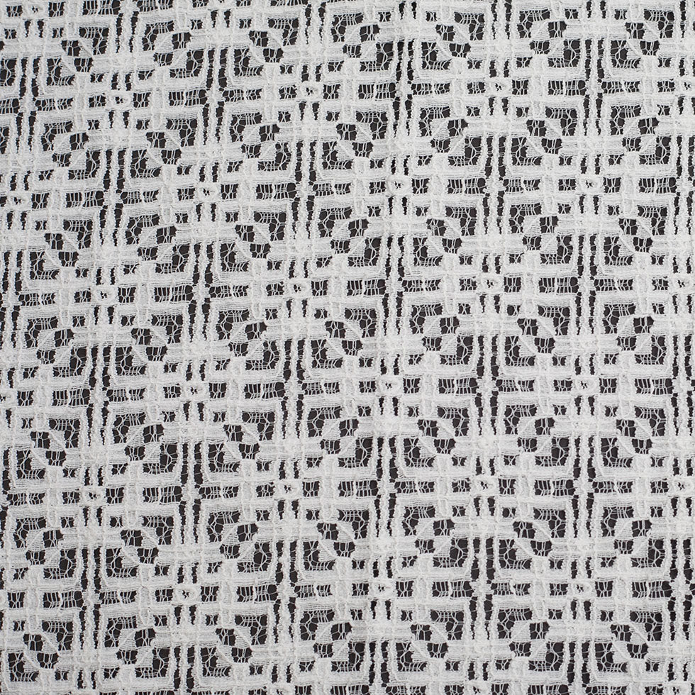 White Geometric Cotton-Nylon Lace White Geometric Cotton-Nylon Lace