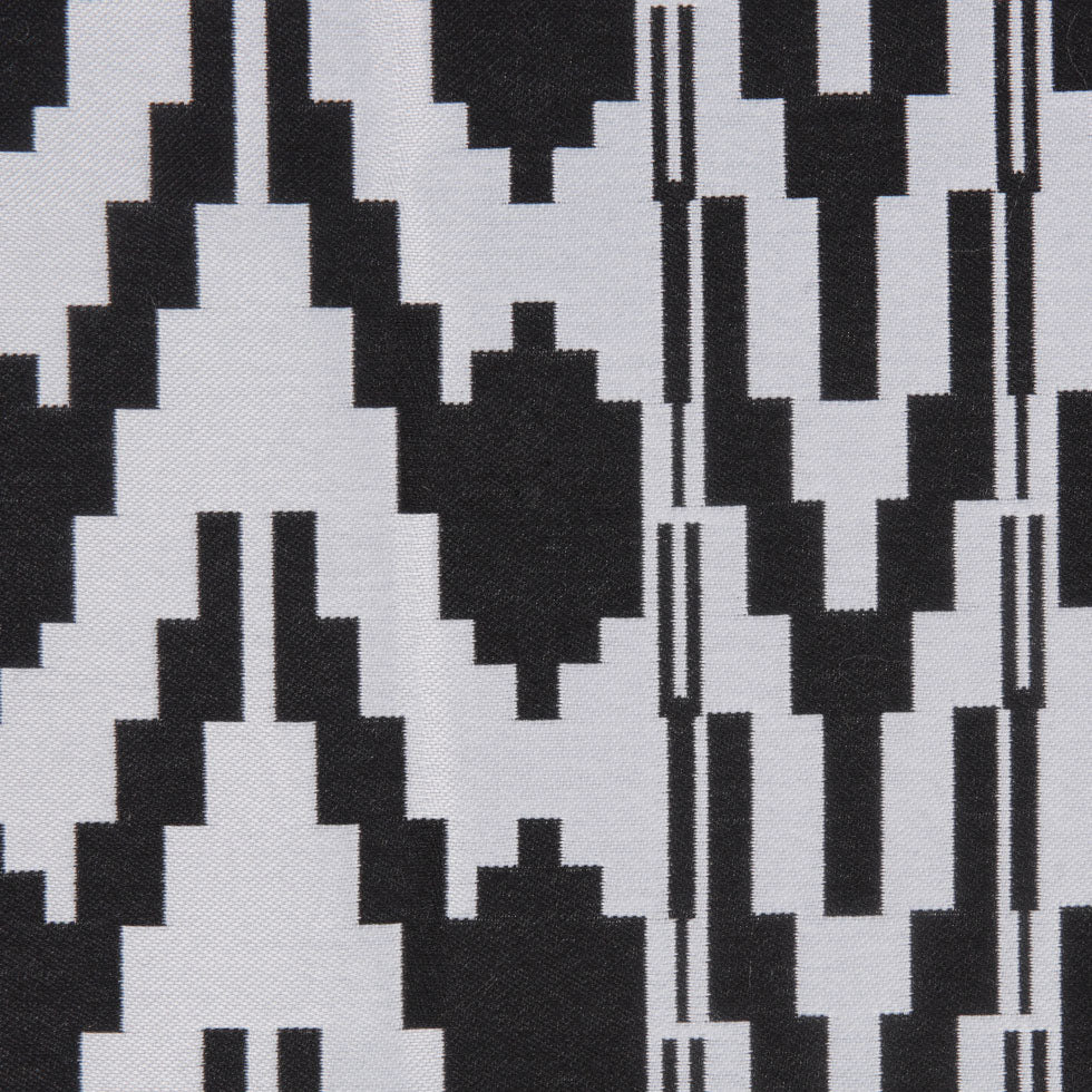 Black Geometric Polyester Brocade - Detail Black Geometric Polyester Brocade - Detail