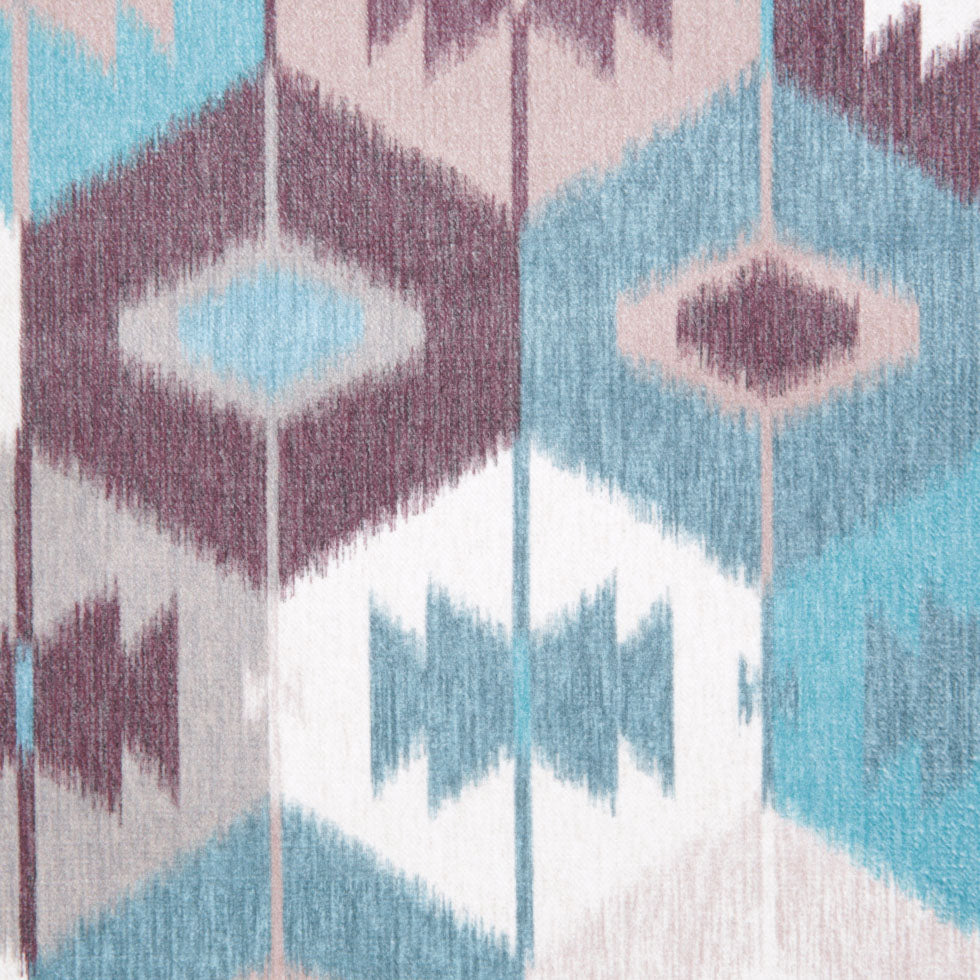 Aqua Ikat Geometric Upholstery Velvet Detail Aqua Ikat Geometric Upholstery Velvet Detail