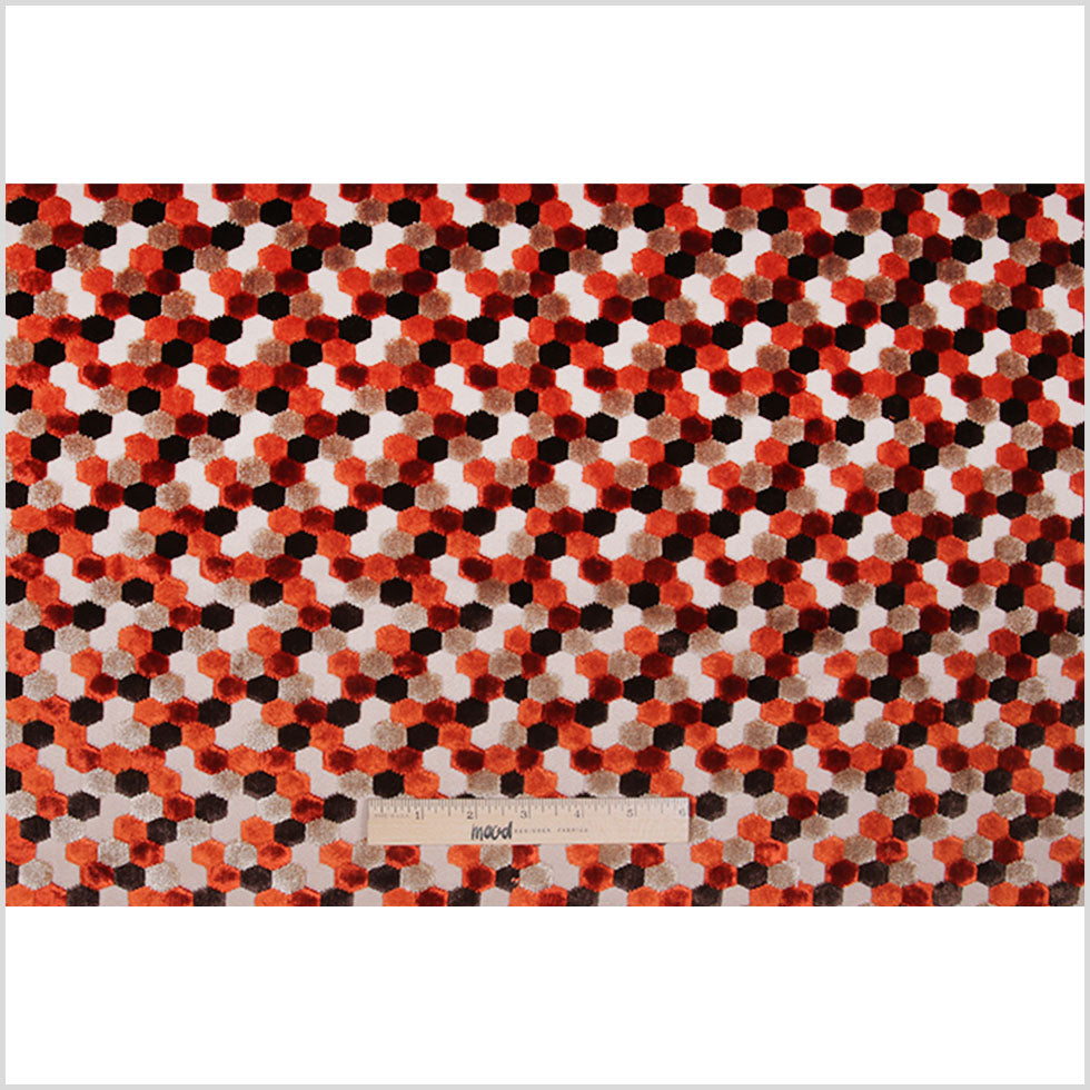 Orange Laser-Cut Geometric Polyester Velvet Full Orange Laser-Cut Geometric Polyester Velvet Full