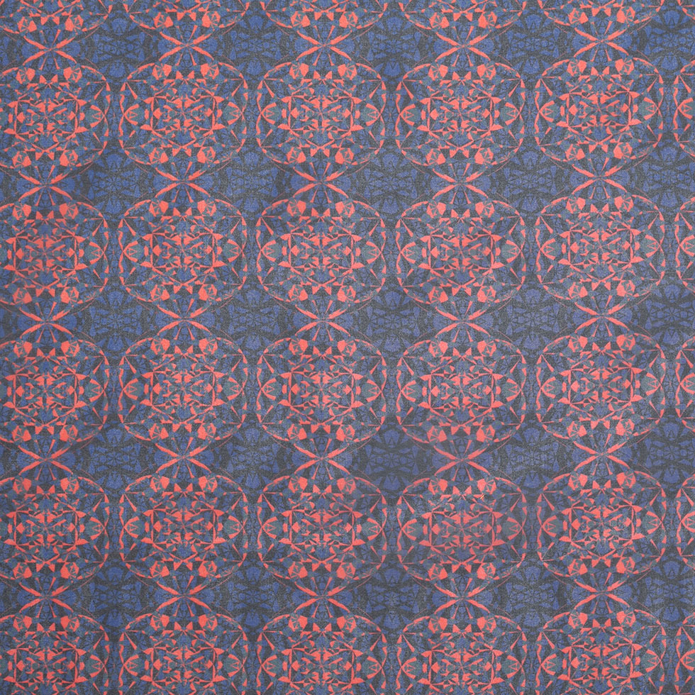 Blue/Orange/Black Kaleidoscope Digitally Printed Polyester Chiffon Blue/Orange/Black Kaleidoscope Digitally Printed Polyester Chiffon