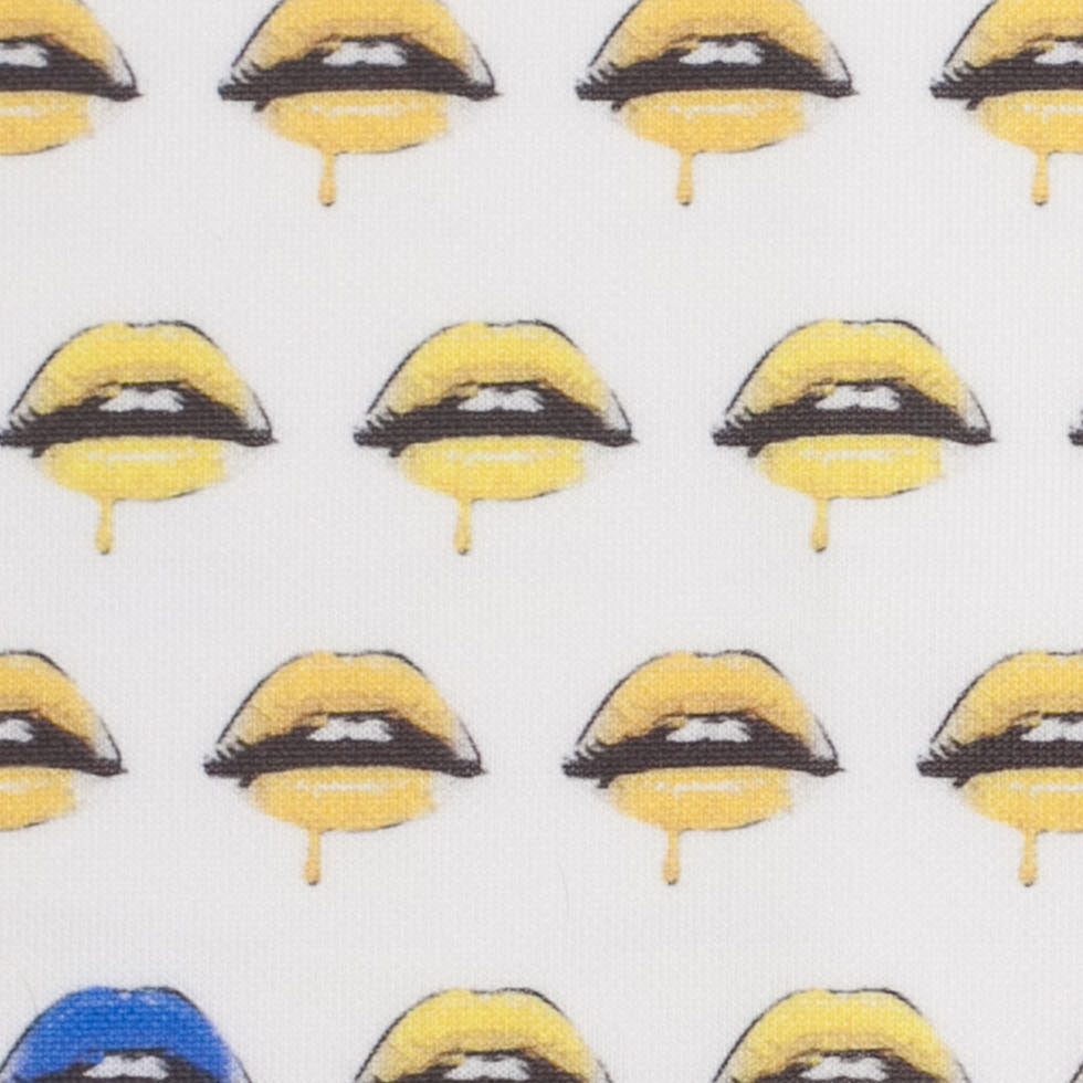 Pop Art Lips Digitally Printed Stretch Neoprene/Scuba Knit Full Pop Art Lips Digitally Printed Stretch Neoprene/Scuba Knit Full