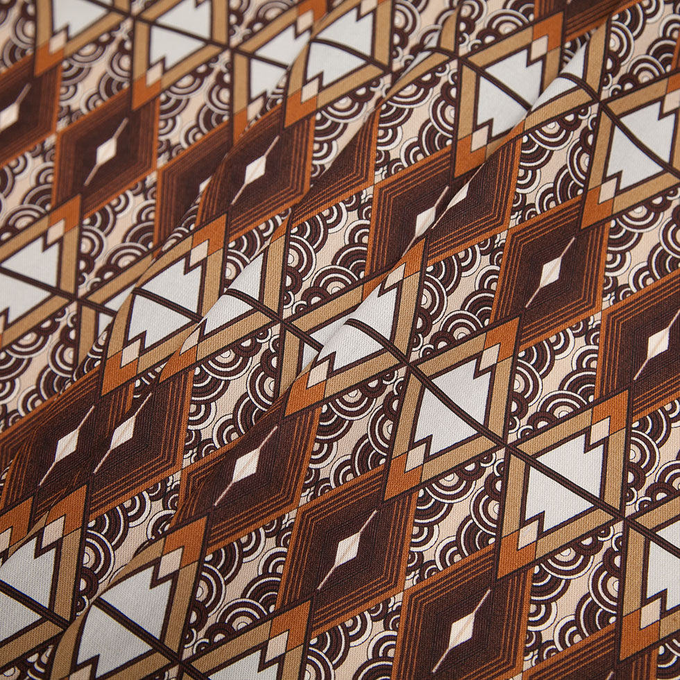 Brown/Beige Geometric Cotton Twill - Folded Brown/Beige Geometric Cotton Twill - Folded