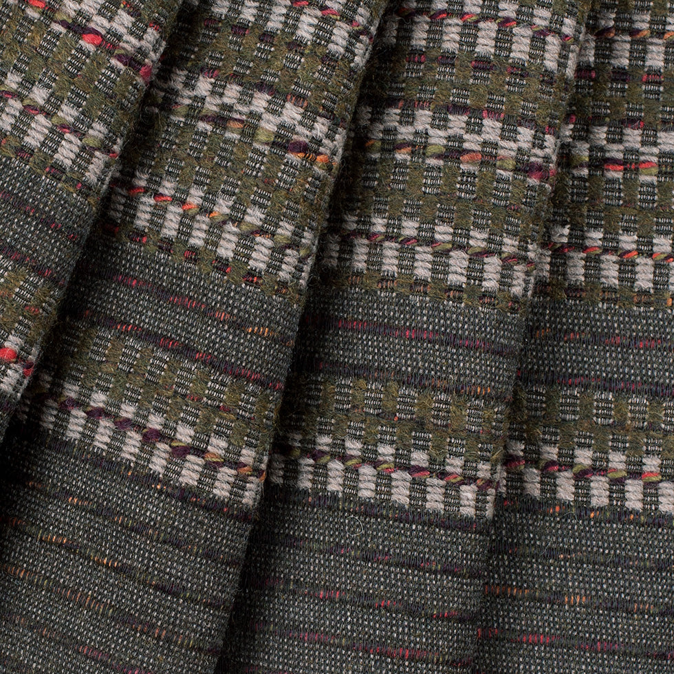 Olive Dimensional Stripes Blended Wool Tweed Folded Olive Dimensional Stripes Blended Wool Tweed Folded
