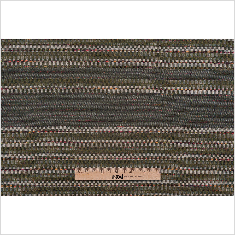 Olive Dimensional Stripes Blended Wool Tweed Full Olive Dimensional Stripes Blended Wool Tweed Full