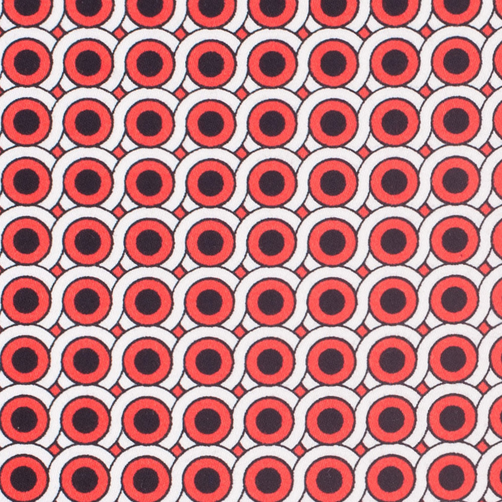Poppy Red Geometric Stretch Cotton Woven - Detail Poppy Red Geometric Stretch Cotton Woven - Detail