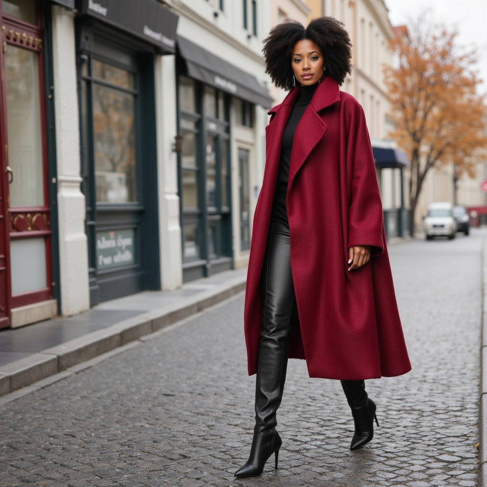 Wool and Cashmere Coating Made in Italy - Red - Alberini Collection Editorial Wool and Cashmere Coating Made in Italy - Red - Alberini Collection Editorial