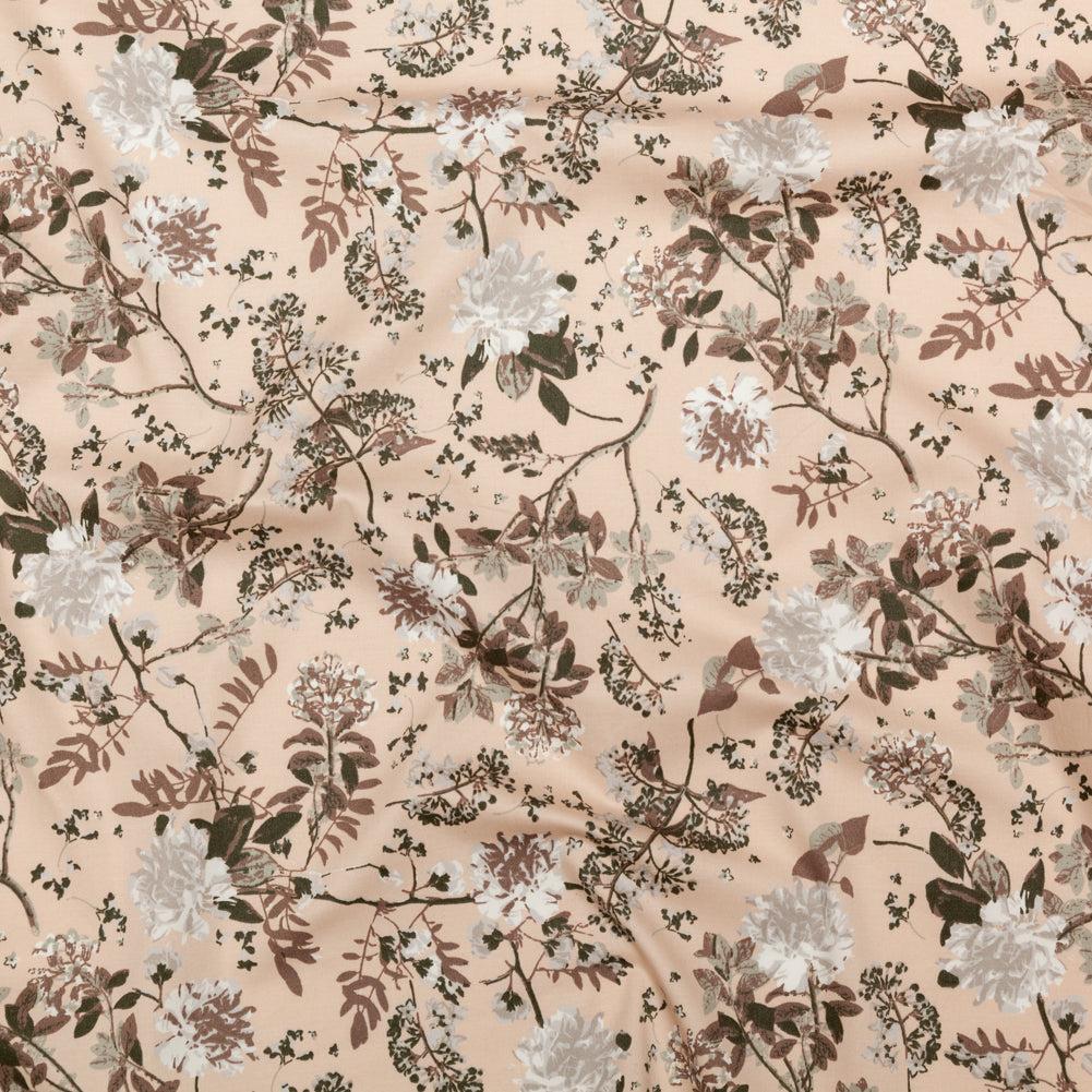 Sand/Ash/Olive Floral Stretch Combed Cotton Twill Sand/Ash/Olive Floral Stretch Combed Cotton Twill