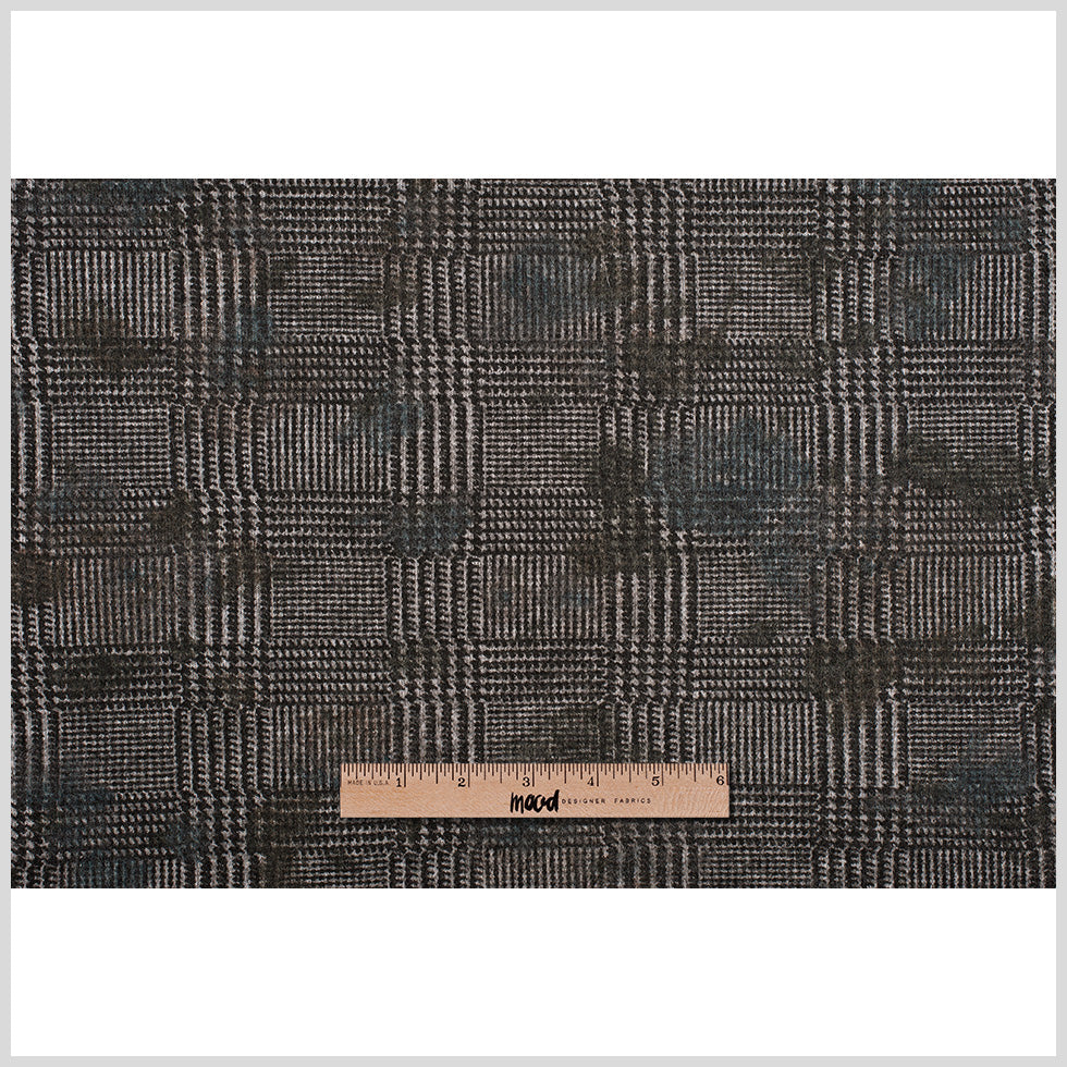 Black/Gray Glen Plaid Wool Knit w/ Fleece Backing - Full Black/Gray Glen Plaid Wool Knit w/ Fleece Backing - Full